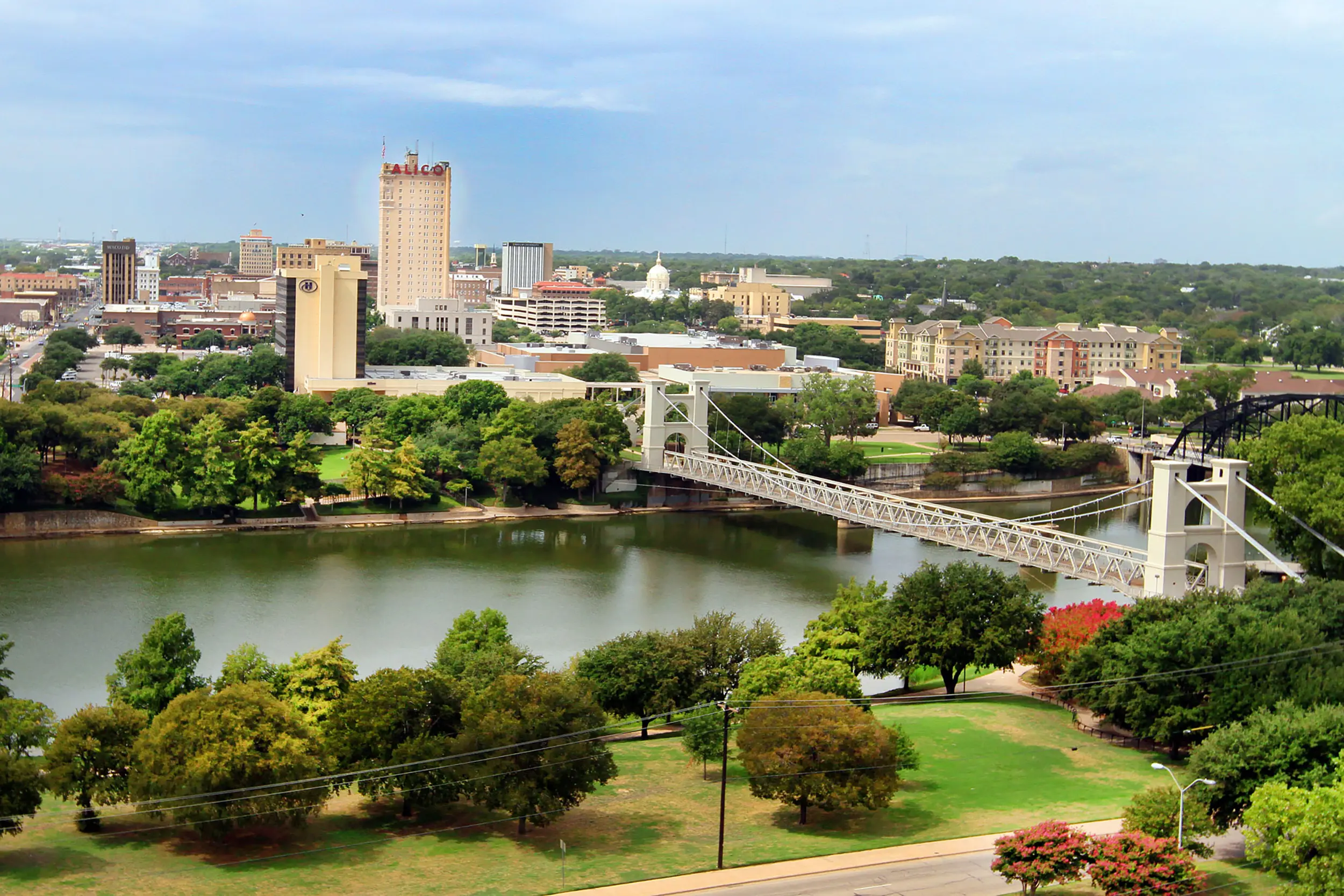 View of Waco Texas over the river